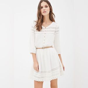 NWOT Forever 21 Boho Festival White Prairie Darling Dress | Size: L